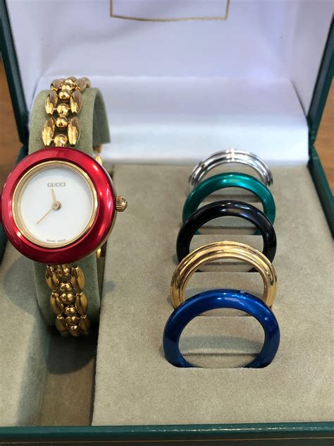 gucci mother of pearl watch|Gucci watch interchangeable rings.